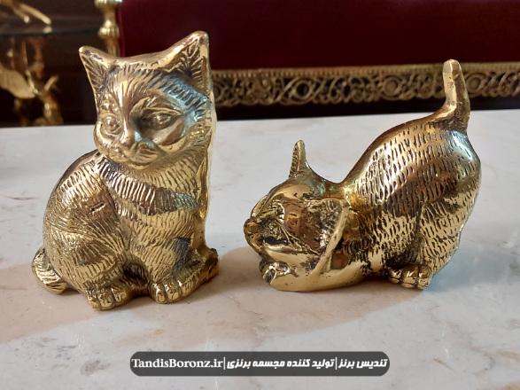 مجسمه گربه ملوس برنزی